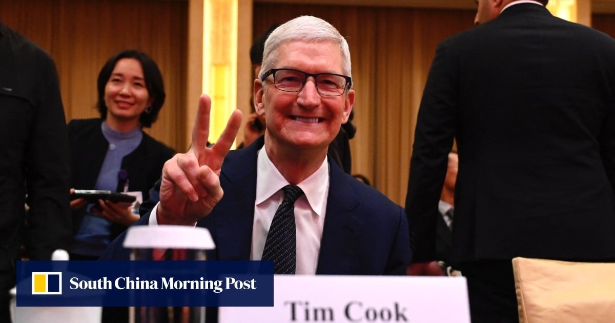 Apple CEO extols Chinese suppliers at Beijing forum as iPhone sales dip while Huawei gains